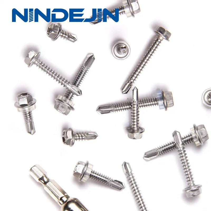 410 Stainless Steel Hex Flange Head Self Drilling Screw M4.8 M5.5 Hex Washer Head Self-drilling Screw with EDPM Washer