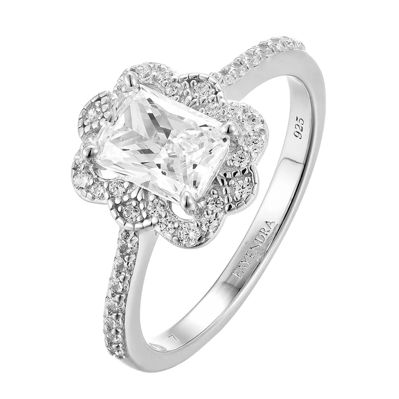 Fashion 925 Sterling Silver Jewelry emerald cut rings Ruby Ruby Engagement Rings for Women