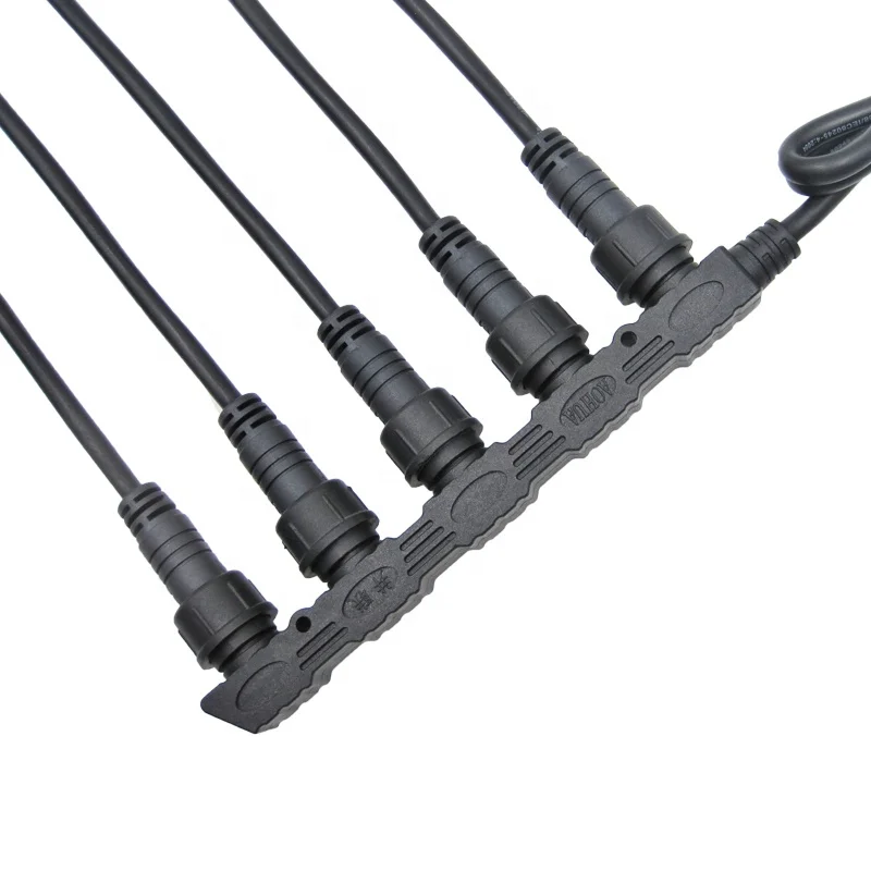 2 Contacts Male Female Electric F Type 1 to 4 Splitter Waterproof Construction Site Light IP67 M19 Wire Adapter Connector