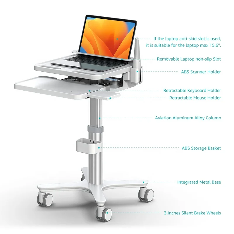 BEWISER MTO-3 Hospital Mobile nursing cart Laptop and Computer Nurse cart medical dental clinic trolley