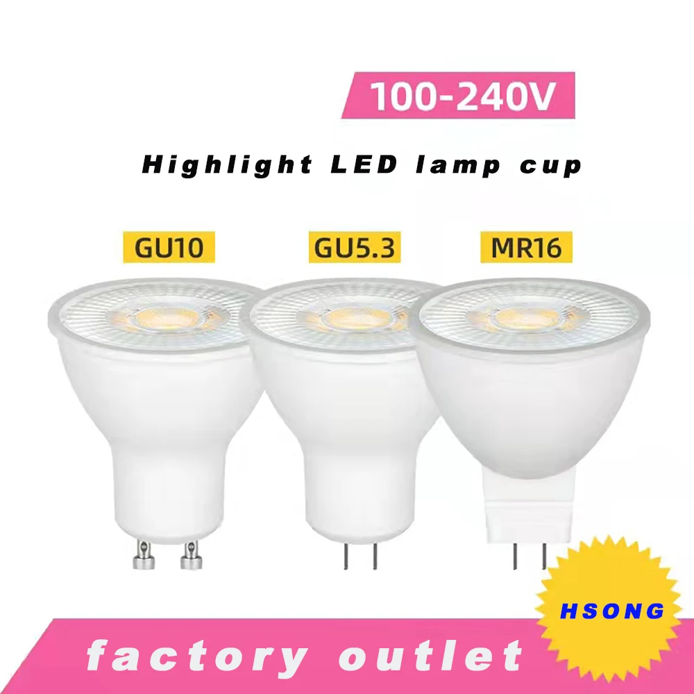 Indoor lighting Flat cover or lens style Gu5.3/ Gu10/ MR16 Led Bulb spotlight energy saving