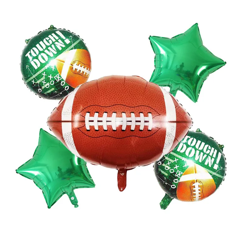 Green Touch Rugby Ball Theme Qualatex Foil Aluminum Balloons Suit Tableware Party Supplies