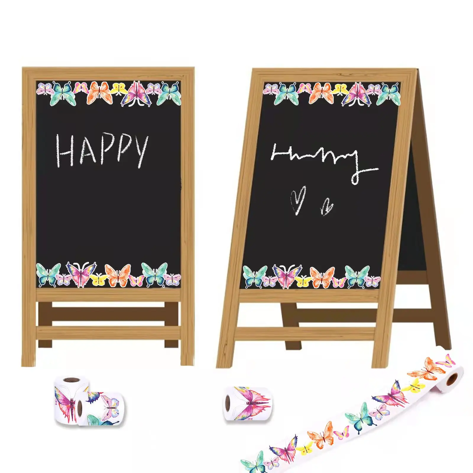Huancai Spring Butterfly Bulletin Board Border Chalkboard Trim Stickers Roll Self Adhesive Decals for School Party Supplies