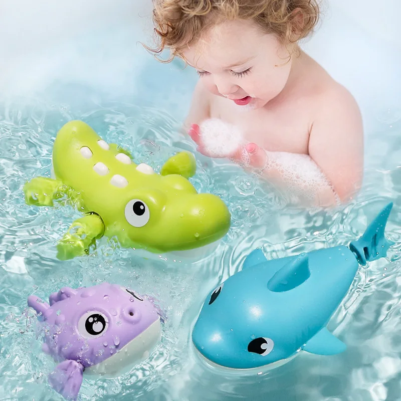 Wholesale baby lovely bathroom bath wind up novelty watertoys Shark animal toy