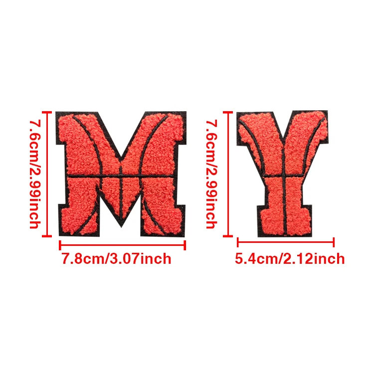 Chenille Iron On Patch Repair 26 basketball Letter Sewing Decal Custom Clothing Chenille Patches