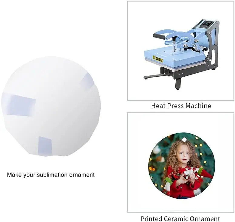 Sublimation Ceramic Ornament White 2.8 Inch Round Blank Ornament For Christmas Home Decor