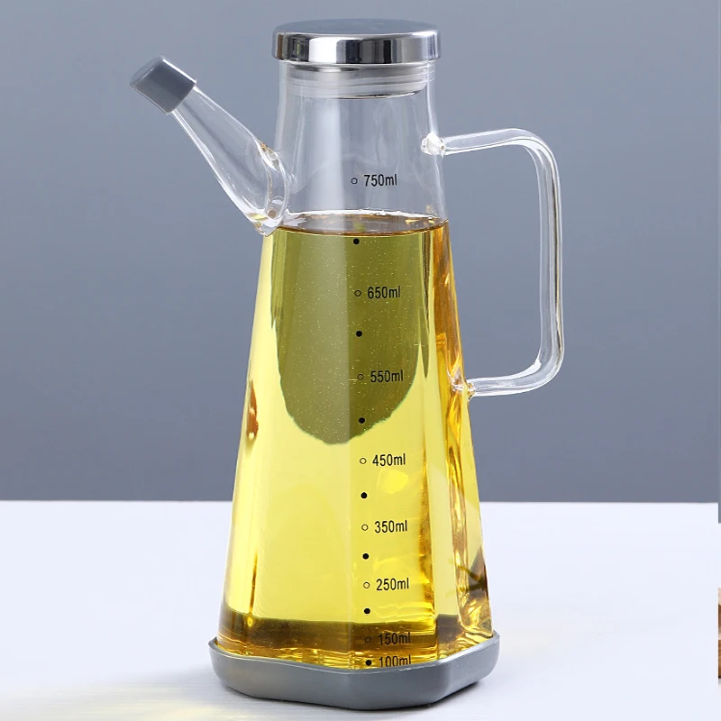 
GF Borosilicate Glass Oil Bottle Anti-Leak Olive Oil Dispenser with Stainless Steel lid for Kitchen Cooking Container, 550ml/75 