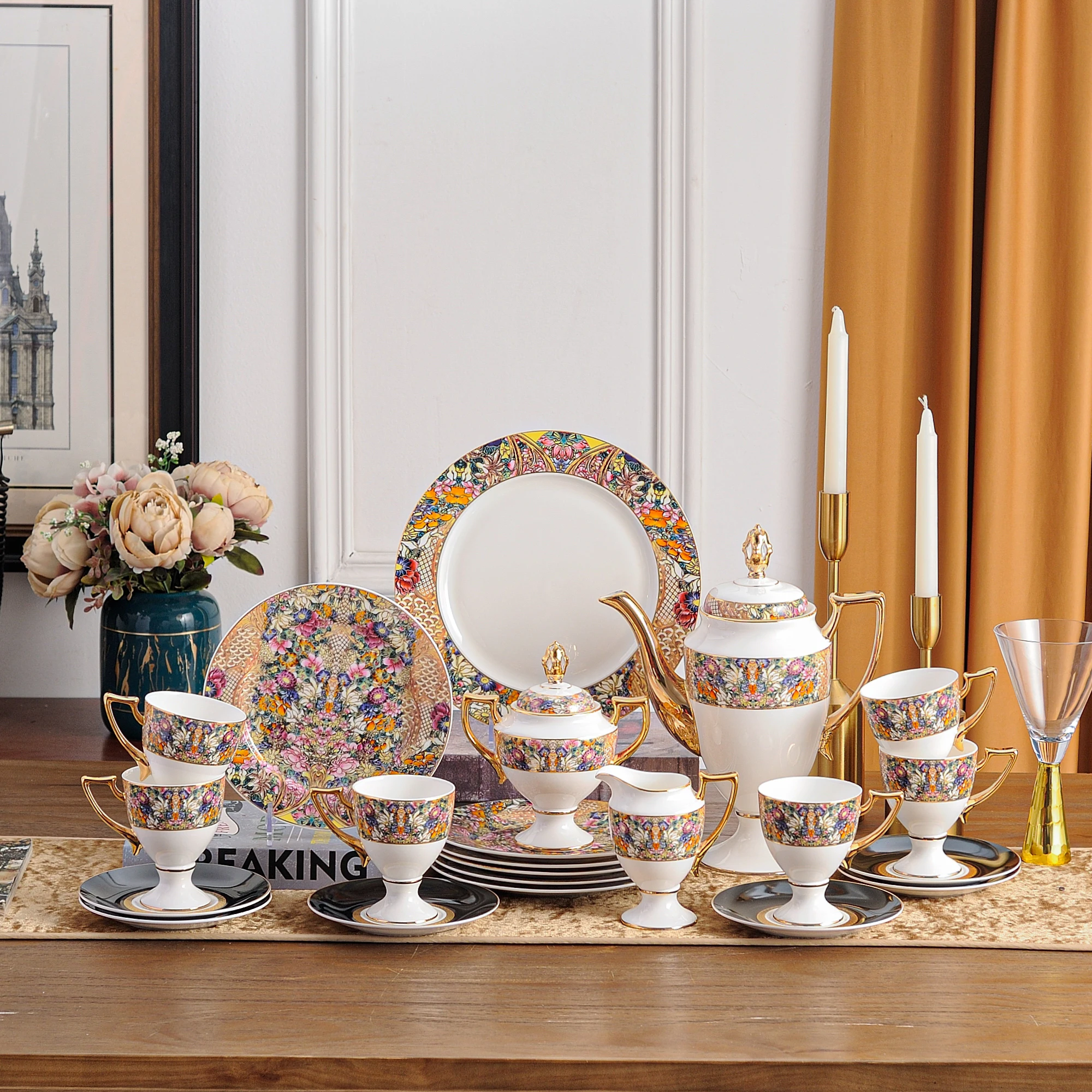 Hot Selling 158 Pcs Western Royal Porcelain fine bone china Versa Bone China Dinnerware sets