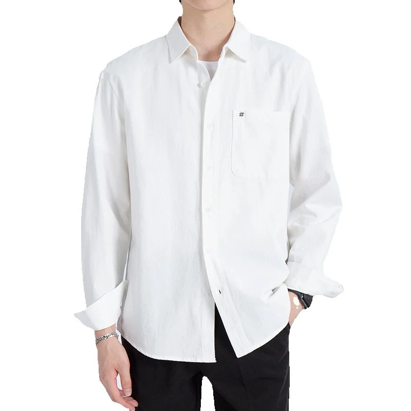 New Product Embroidered Logo Autumn Cargo Work Shirt Long Sleeve Casual Button Up Shirt For Men