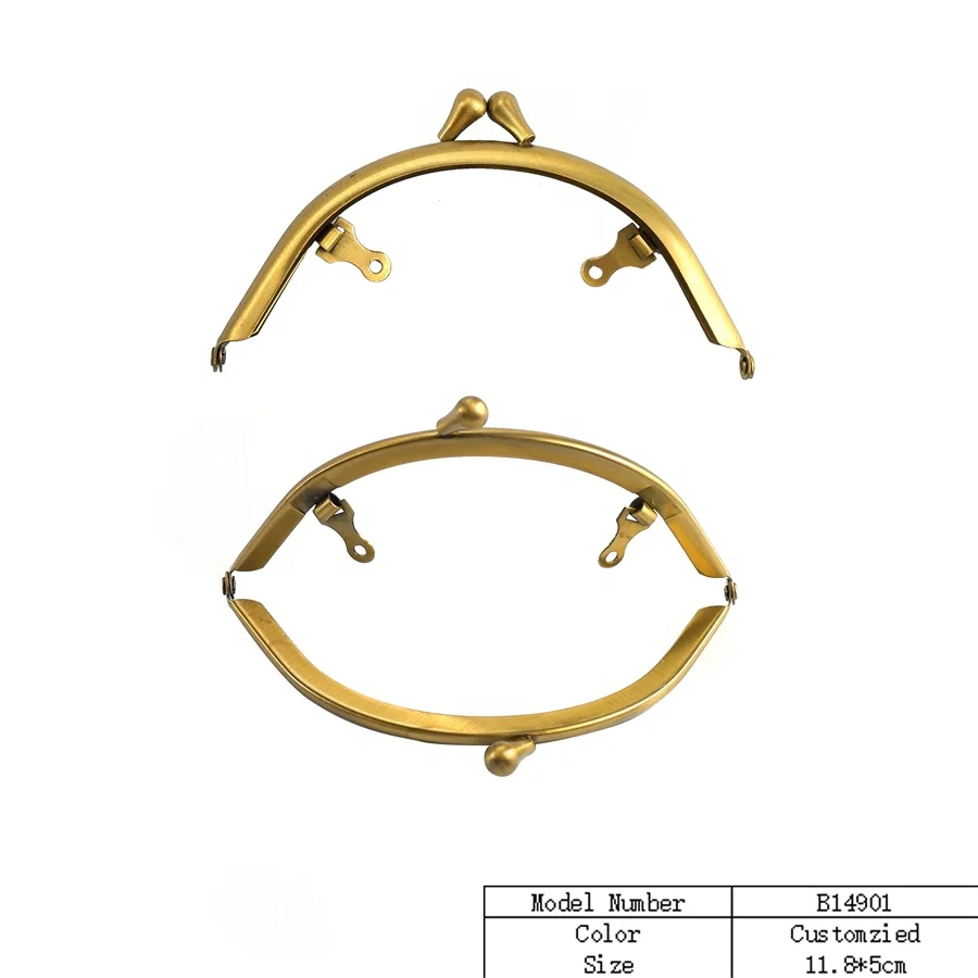 Customized Wholesale Bead head shape half round purse metal kiss lock frame bag frame closure