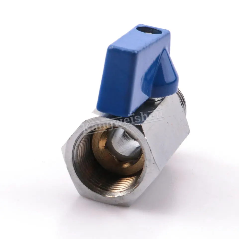 FM thread chrome plated mini brass ball valve polished chrome plated female thread male threaded brass mini ball valve