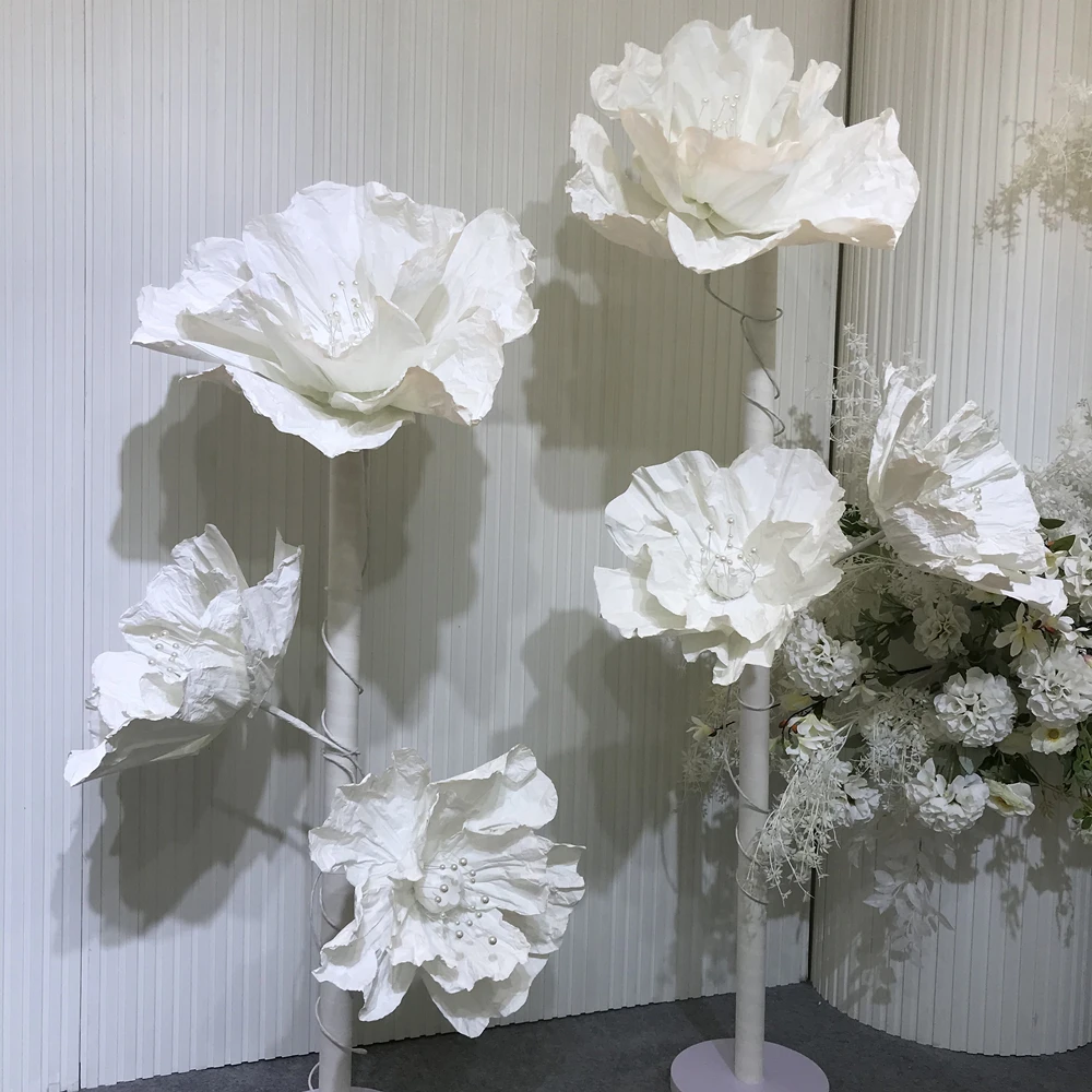 Wedding Stage Giant Paper Artificial Roses Flower Stand Decorative Artificial Flowers