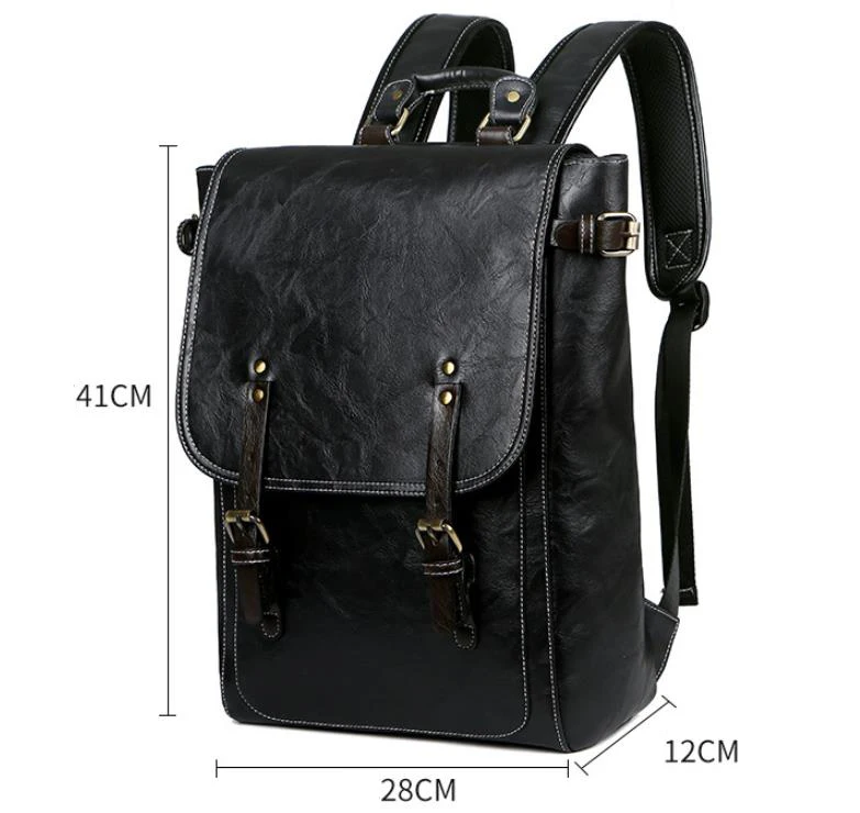 High Quality Genuine Leather Softback Men Laptop Backpack Travel Carry ON Backpack for men
