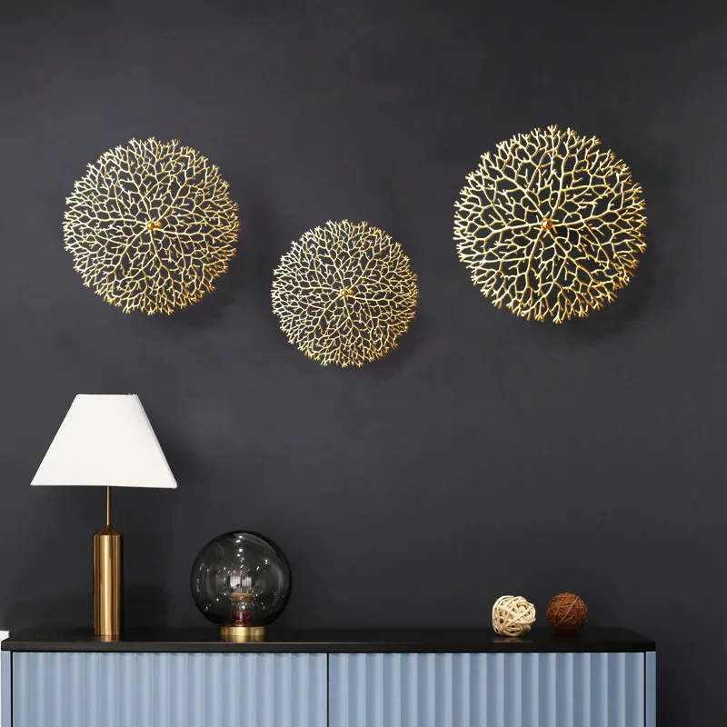 Free Combination Round Gold Coralline Shape Brass Alloy Wall Decoration