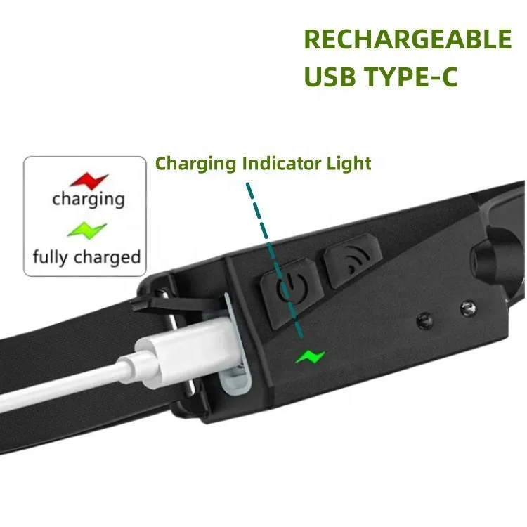 230 Wide Beam Motion Sensor 5 Modes Outdoor Waterproof Headlight LED Headlamp Rechargeable for Camping Running Hiking Fishing