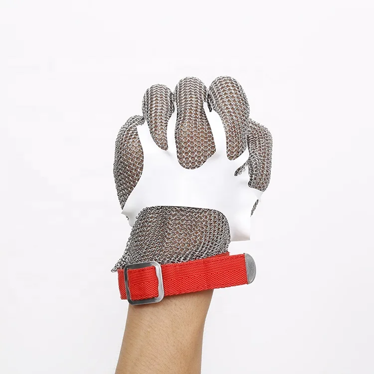 Stainless Steel Metal Mesh Five Finger Glove  for Kitchen Slicing Butcher Cutting Oyster Shucking Fish Fillet Ring Mesh Glove