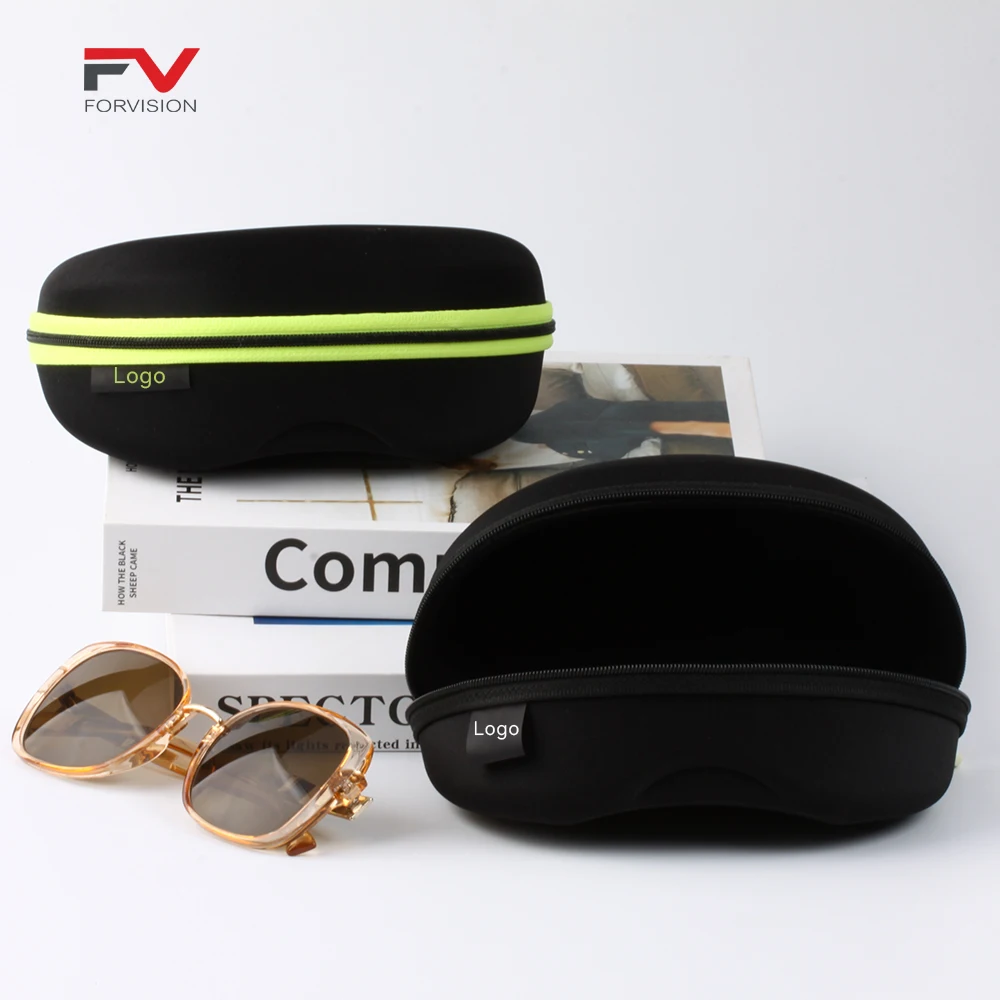 Zipper Hard Sunglasses Cases Portable Travel Eyeglasses Cases with Plastic Hook for Men Women