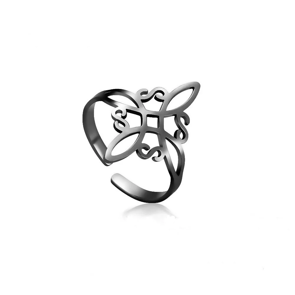 2024 New Stainless Steel Witch Jewelry Rings Non Tarnish Waterproof Gold Plated Magic Witch Knot Ring