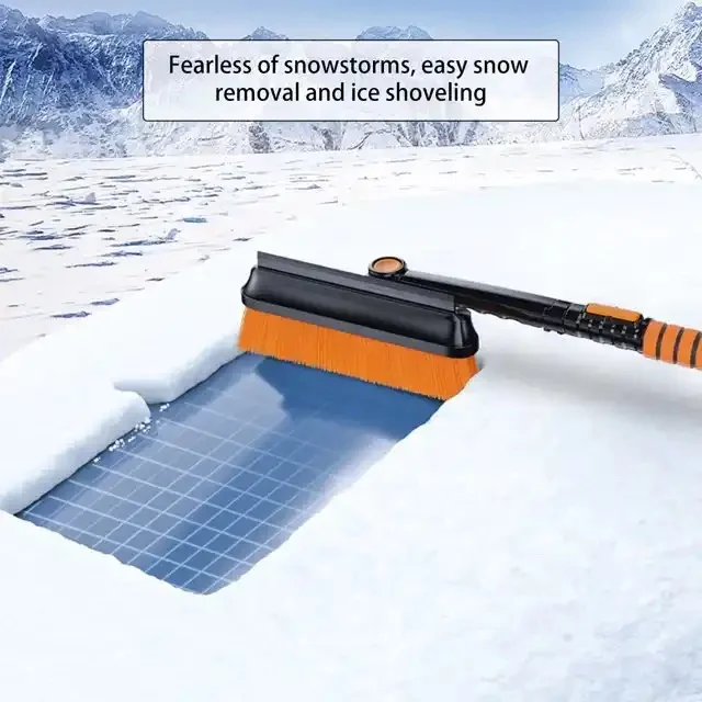 5 in 1 Extendable Rotatable Snow Brush Emergency Snow Removal  Shovel Broom with Foam Grip Snow Scraper Ice Scraper