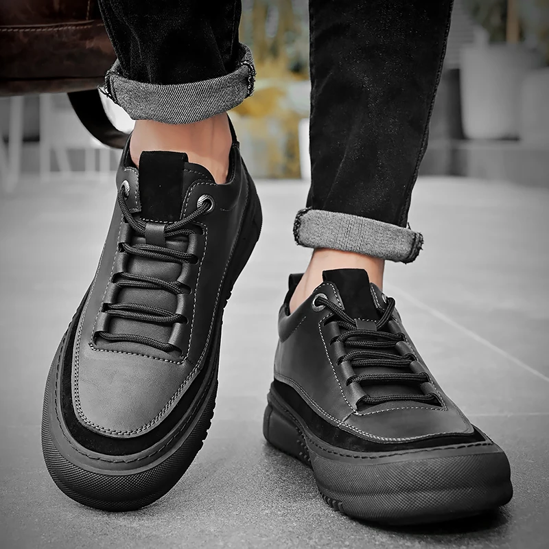 Casual Sneakers Leather Handmade Men Shoes Sneakers Fashion Trend Men Shoes Sneakers Breathable New Loafers Shoes