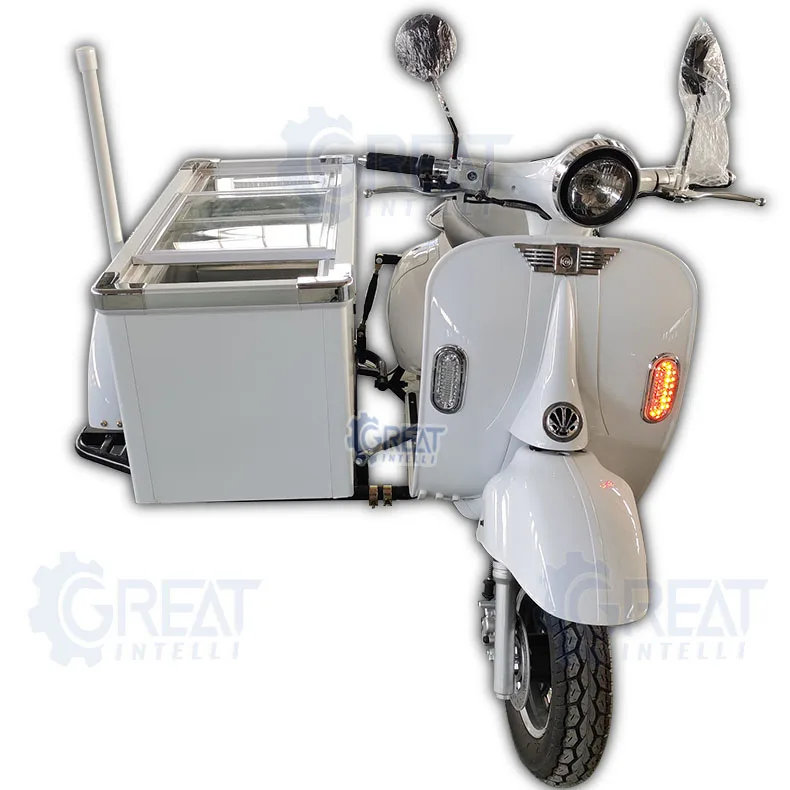 Event Stand Moped Sidecar Icecream Machines Electric Mobile 3 Wheels Ice Cream Cart Scooter with Freezer Bike