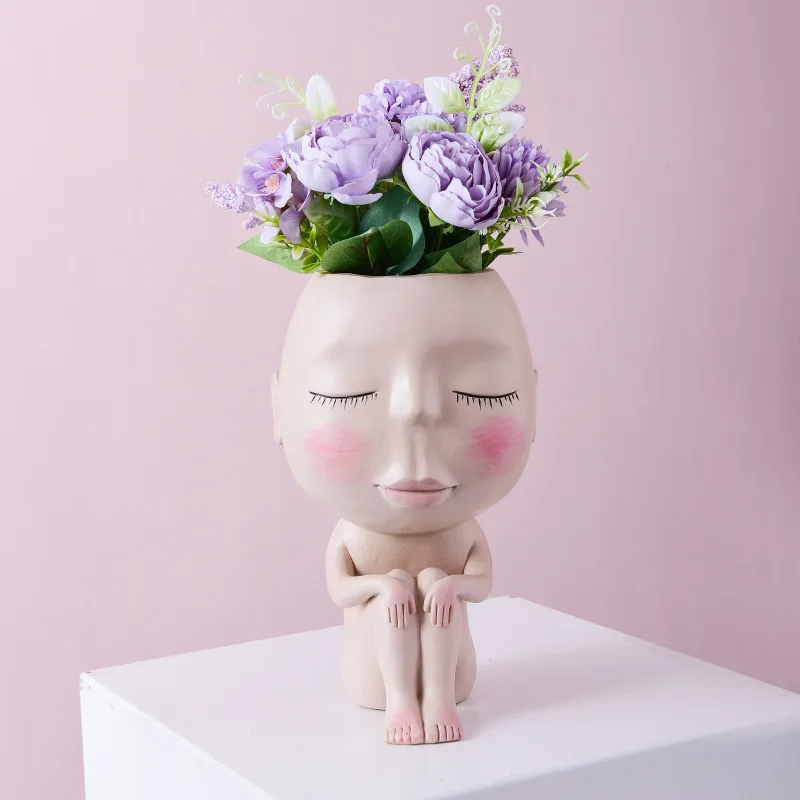 Wholesale resin vases cute girl body home decor vase