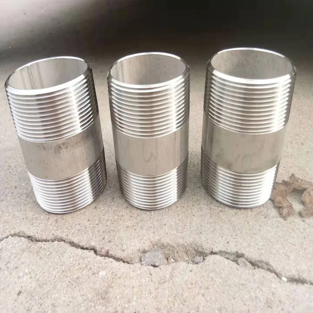 
china factory stainless steel pipe fittings Stainless Steel Barrel Nipple 304 316 150lbs both threaded ends 