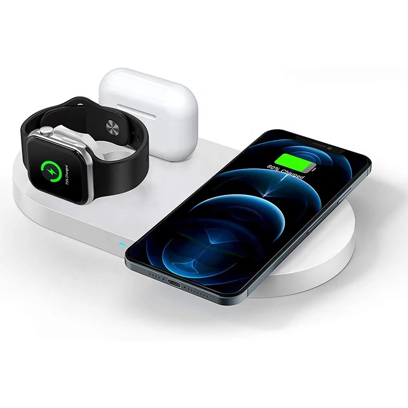 
Oem Wholesale Wireless Charger 23W Fast Wireless Charging Station 3 In 1 Qi Charging Pad Stand For Watch/Airpods/Iphone 