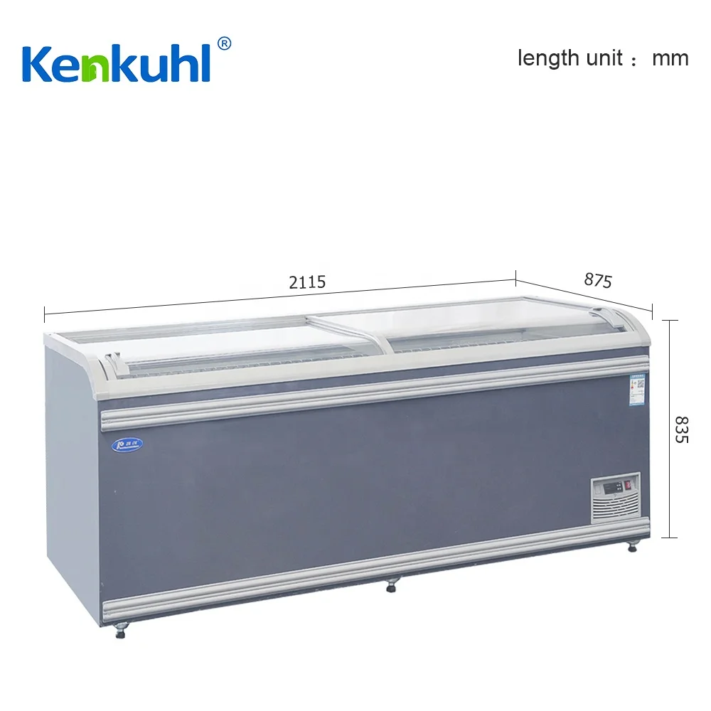 Kenkuhl ZP21 glass door island display freezer supermarket freezer for frozen food