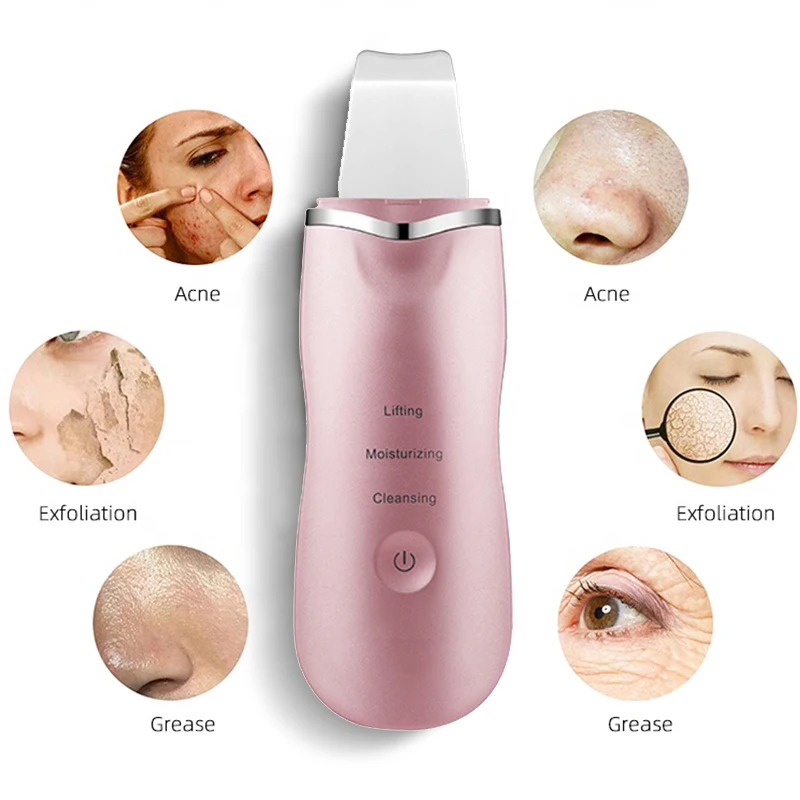 Wholesale Professional Beauty Care Iontophoresis Electroosmosis Spatula Exfoliator Microcurrent Ultrasonic Face Skin Scrubber