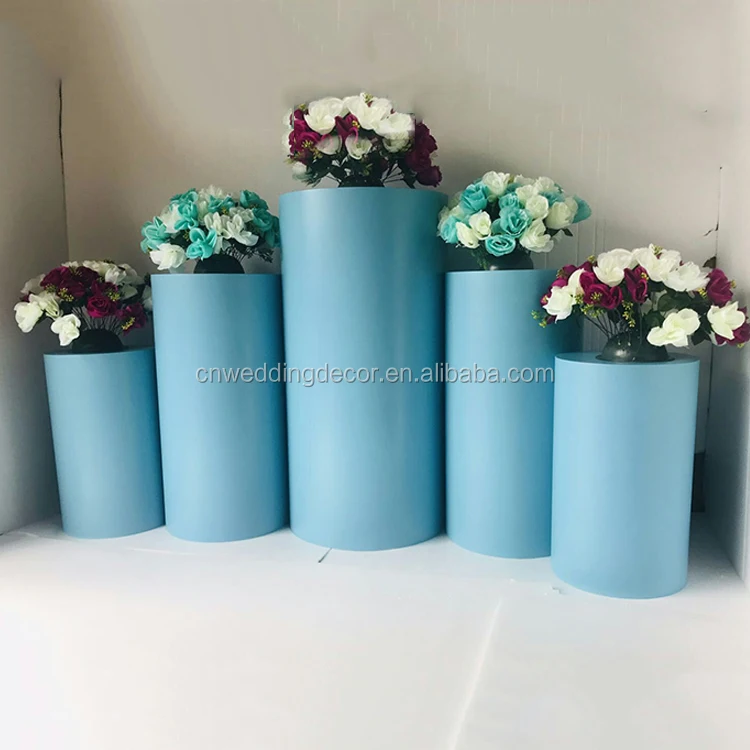 Acrylic round cylinder pedestal white acrylic plinths display stand for wedding