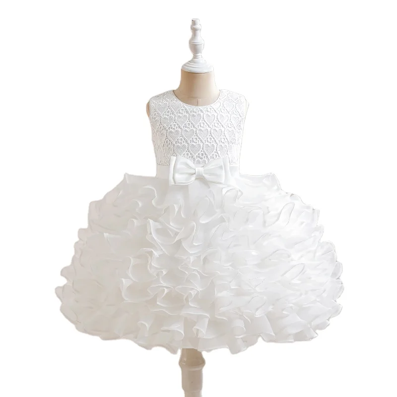 kids party wear princess wedding children clothing robe pour jeune fille white flower girl dresses puffy baby dress