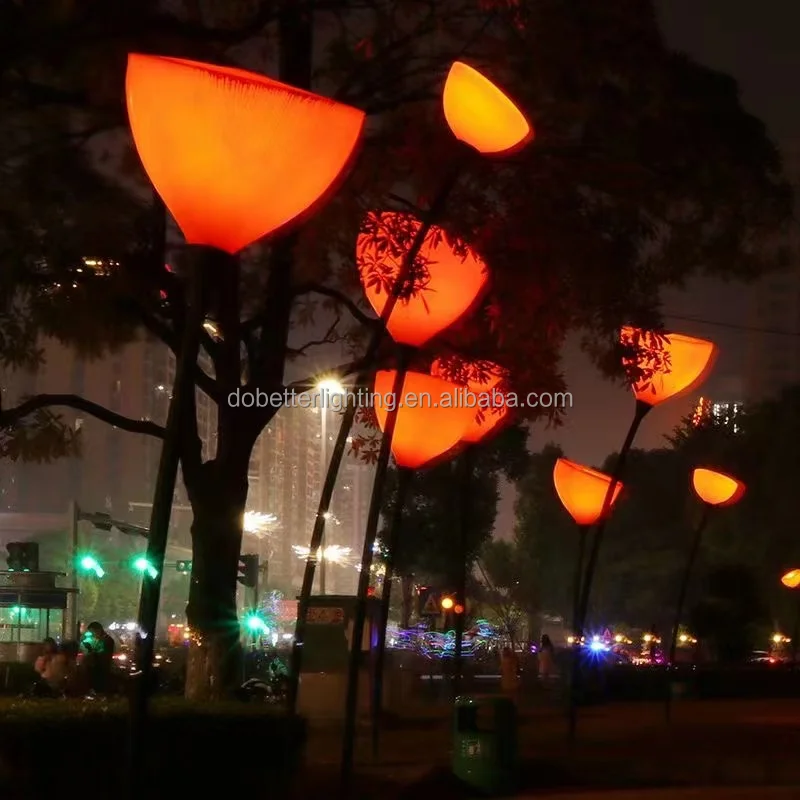 LED Calla Lotus Shape Luminescent Landscape Area Interactive Light  Lanterns for Outdoor Amusement Commercial District Lighting