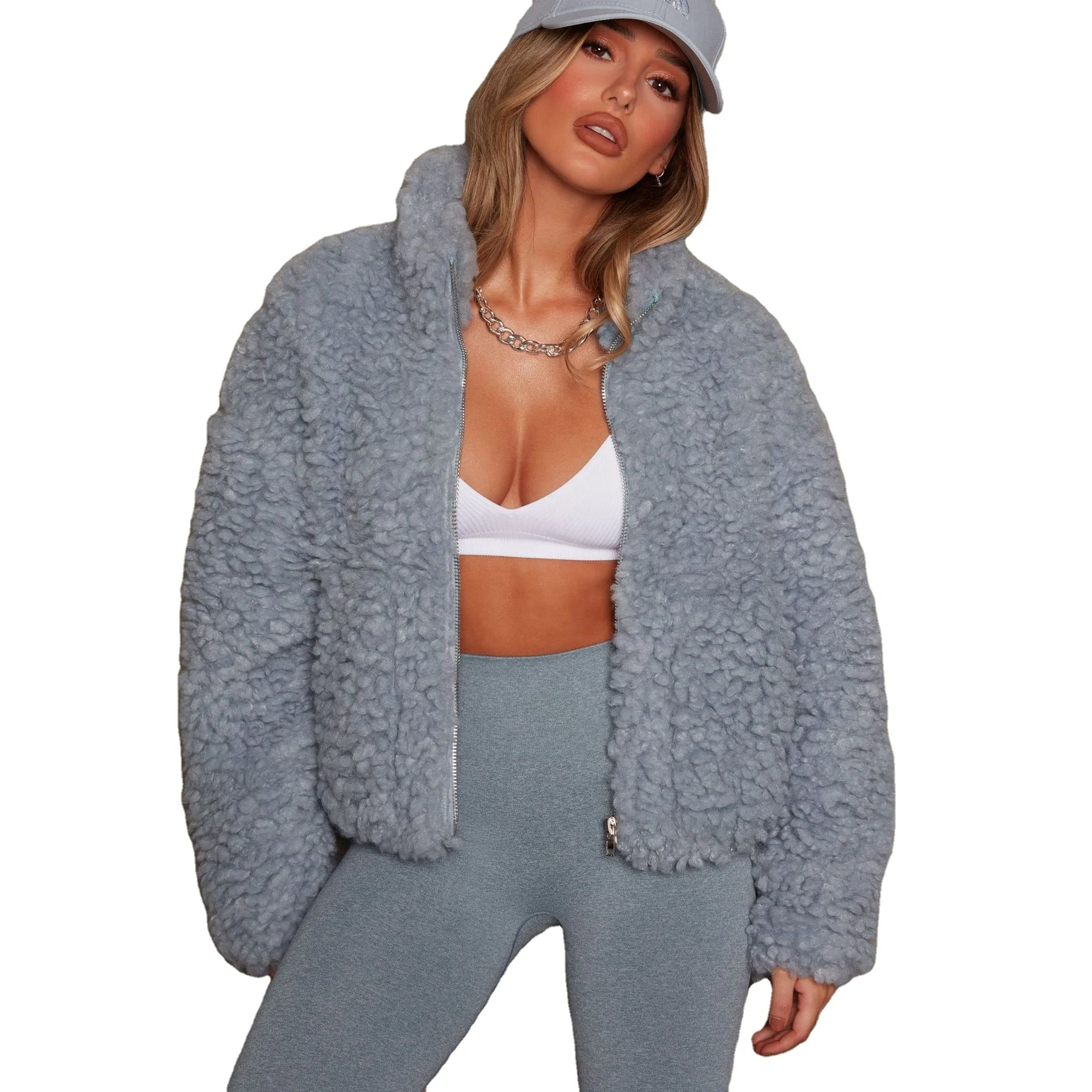 
2021 Fashion Women Sherpa Coat Winter Short Style Coat Polar fleece Jacket 