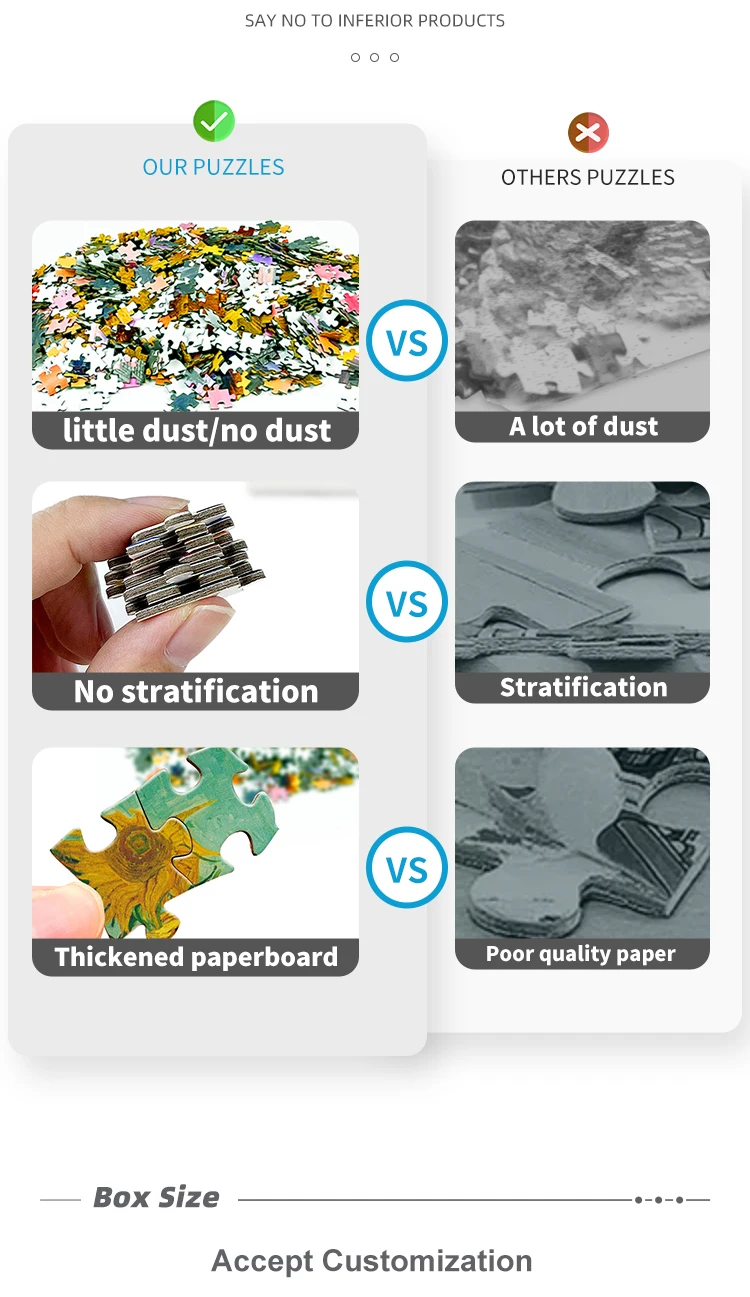 Wholesale in bulk customized rompecabezas eco-friendly letter 100 500 1000 pieces adult jigsaw puzzle