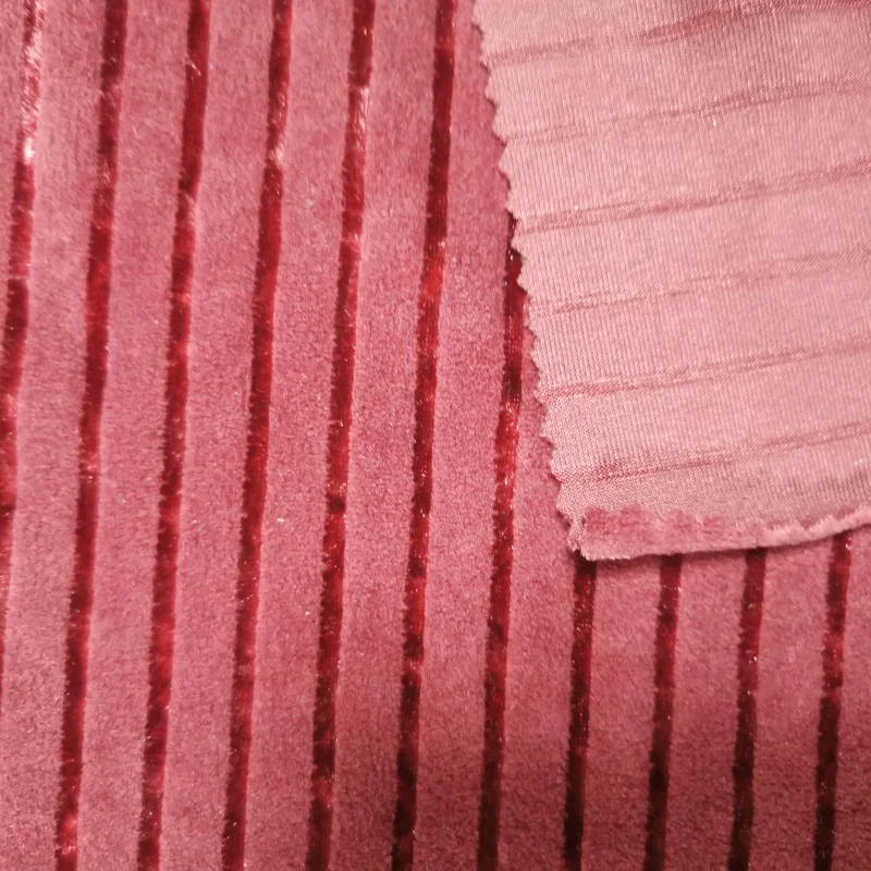 Manufacturer Provides High-quality Garment Velvet Fabric 100% Polyester KS Elastic Knitted Burnout Velvet