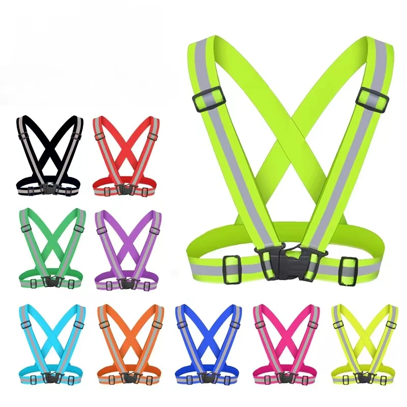 Custom LOGO Reflective Cycling Running Belt Safety Clothing Hi Vis Reflective Safety Vest