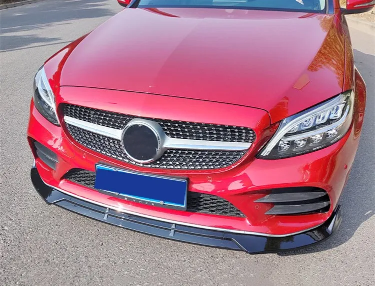 Front Bumper Lip For Mercedes Benz C Class W205 C200 2015-2018 2019-2021 3PCS Style ABS Front Splitter Spoiler Lip Body Parts