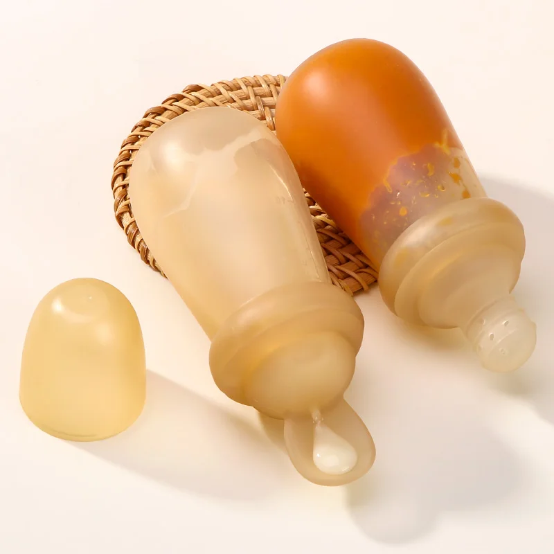 Custom Bpa Free 2 in 1 Biberon Bebe Squeeze Silicone Squeeze Rice Cereal Food Dispensing Kid Feeding Spoon Baby Bottle
