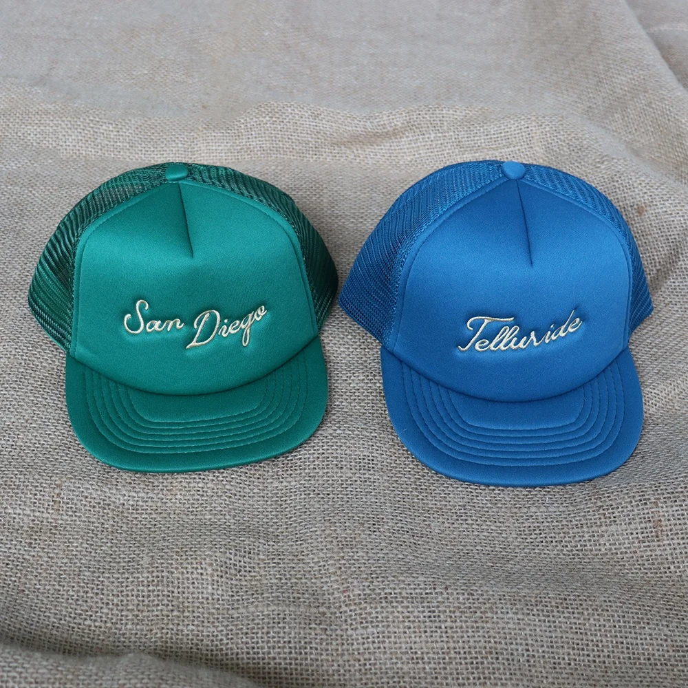 Hat manufacturer custom brand embroidered logo sponge truck hat high quality event advertising shade mesh cap
