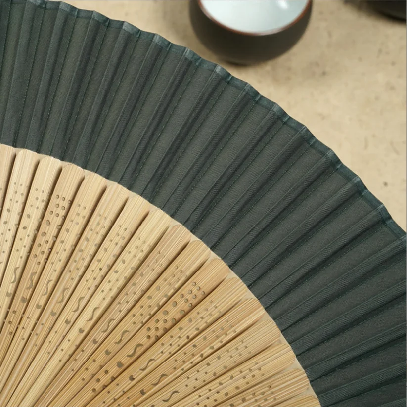 Vintage bamboo Ancient Chinese gift dance folding silk cloth fan