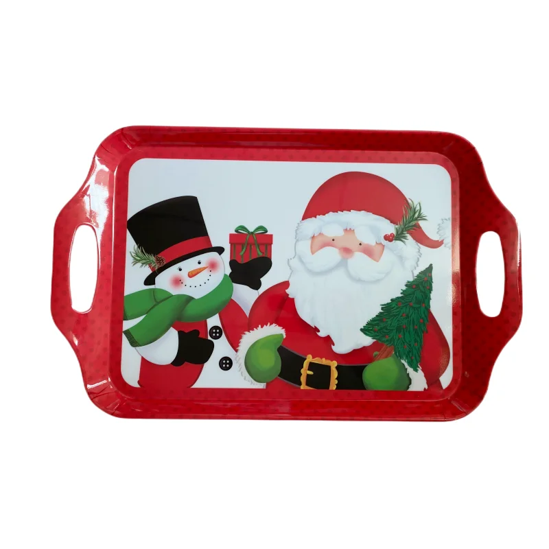 Custom Printed Christmas Print 15.5 inch Rectangle Melamine Tray For Restaurant
