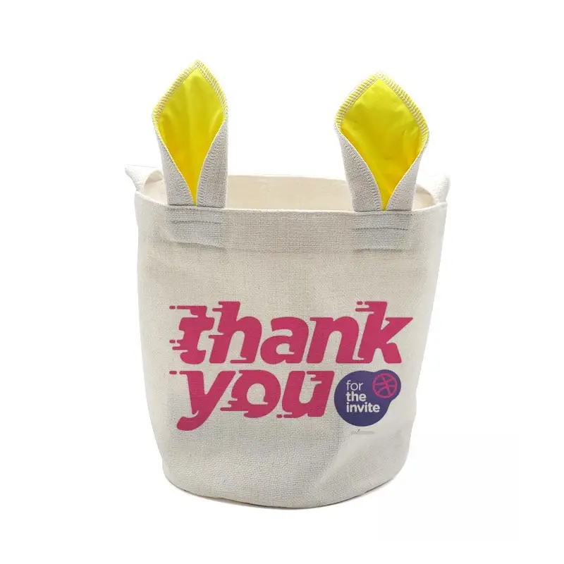 Celebration Party Rabbit Gift Bag Easter Bunny Basket Personalized Egg Party Gift Easter Linen Bucket For Sublimation