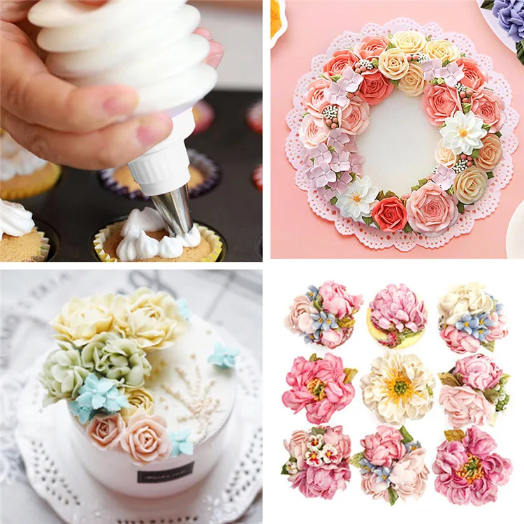 Wholesale Cake Decorating Supplies Kits Tools with Pastry Bags Plastic Rotating Cake Decorating turntable set