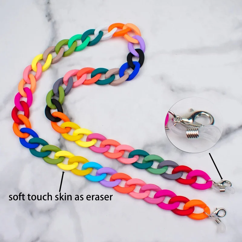 New Trendy Multiple colors 1.7*70cm Acrylic Chain eyeglass glasses lanyard face masking holder for glasses