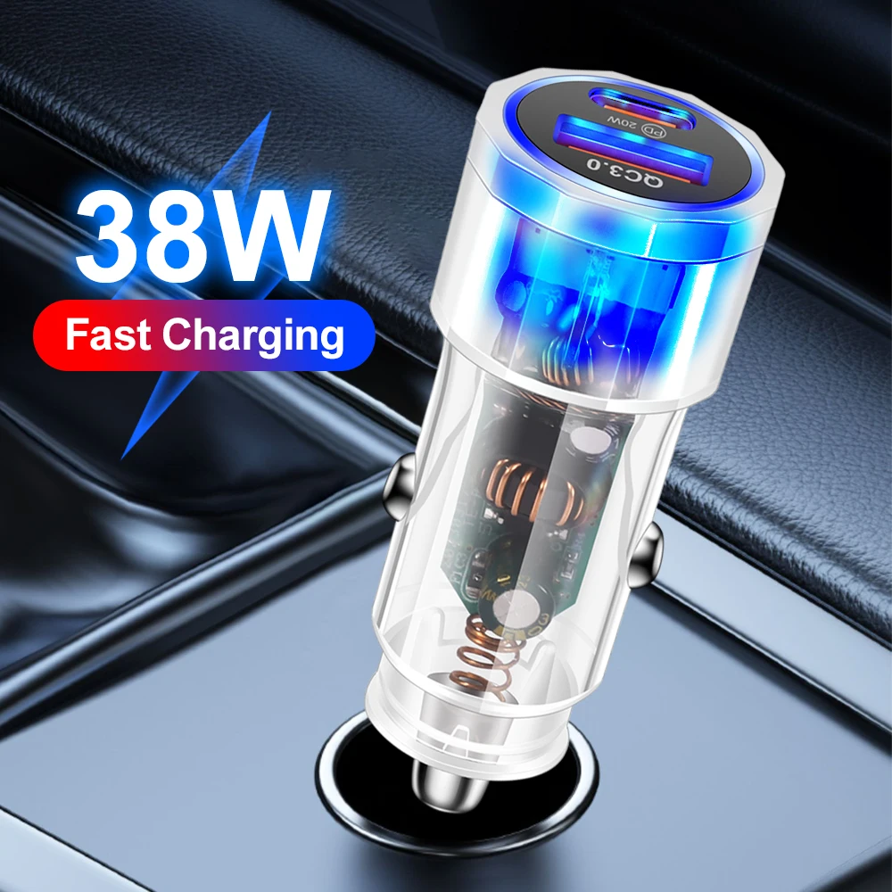 Top Seller 2 Port Fast Cargador Dual Type C Universal Laptop Charging Pd 38w Iphone Usb Car Charger