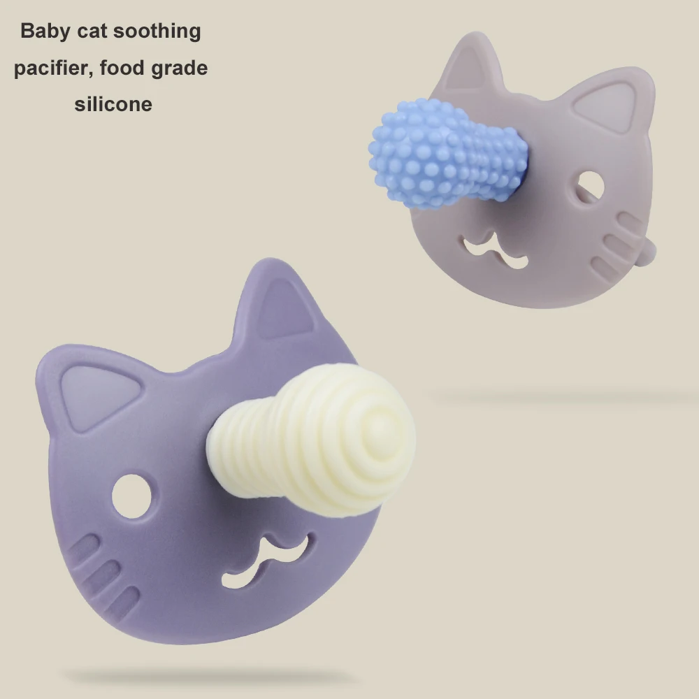 Food Grade Silicone Baby pacifier Kitten cute shape PP Soother Baby pacifier