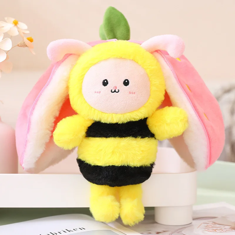 Strawberry Toy Plush Stuffed Animals  Home Accents Toy Honey Bee Decorations Pillow Plush Dolls Fruit White For Child