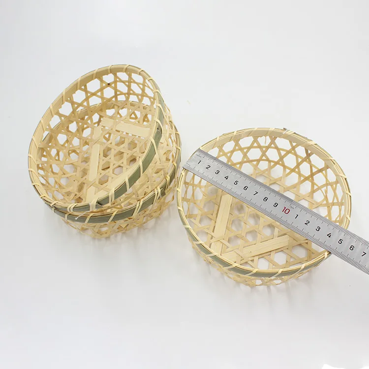 Jimao Wholesale Bamboo Woven Handmade Green Woven Bamboo Basket Fruit Basket Storage