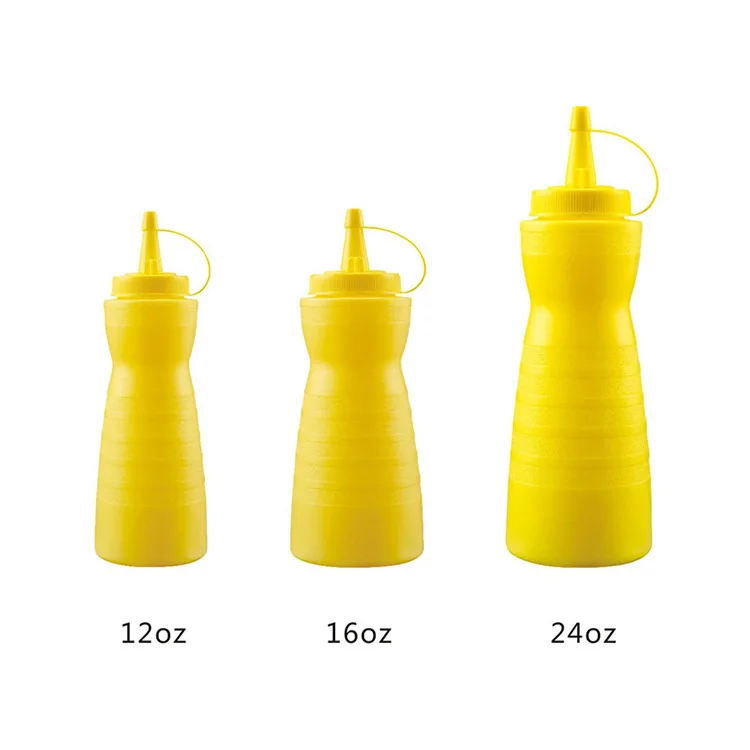 12Oz 16Oz 24Oz PP Plastic Sauce Squeeze Red Yellow White Bottle Gourd  Squeeze Dispenser